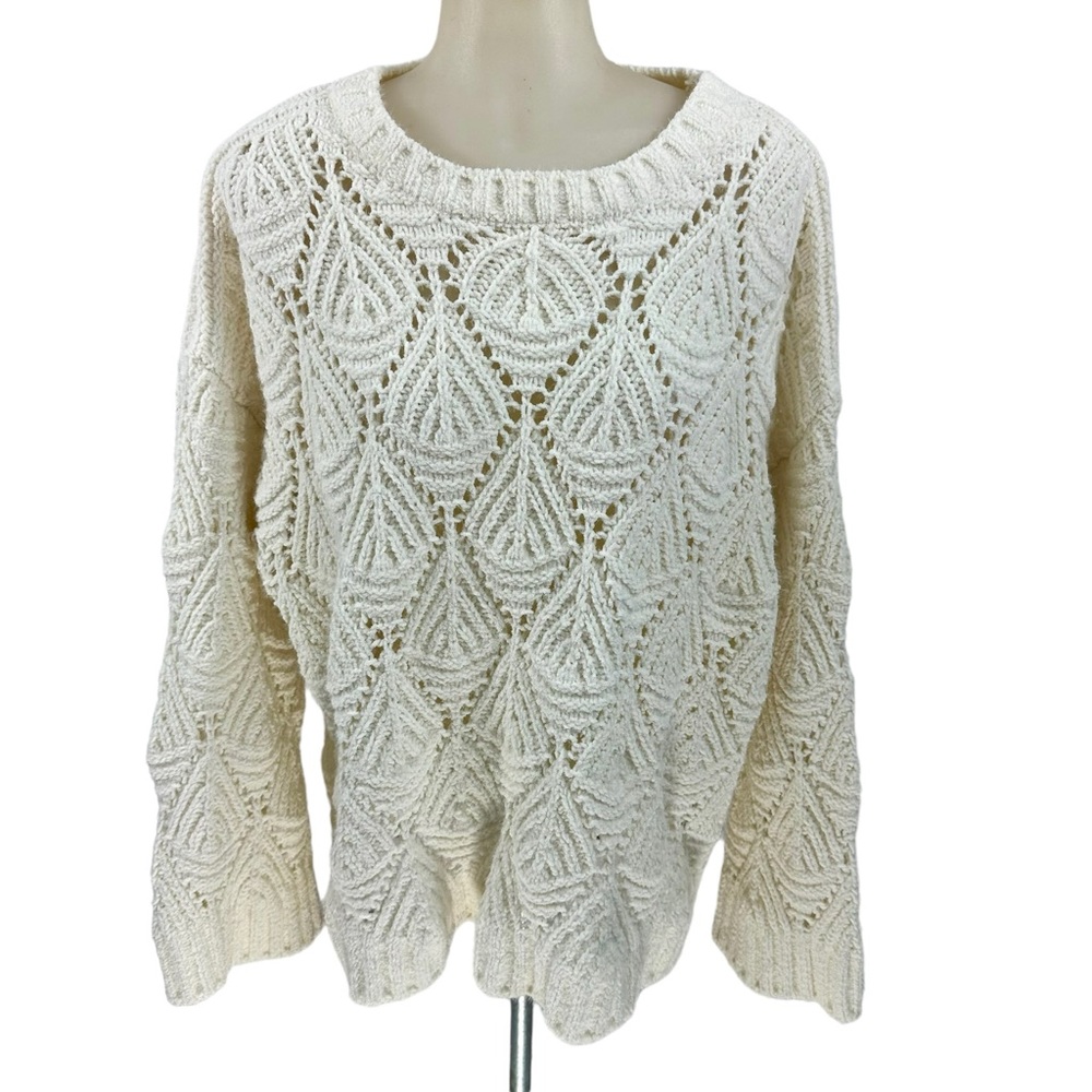 COBBLE LANE Cable Soft Knit Sweater Womens XL Ivory Long Sleeve Pullover…